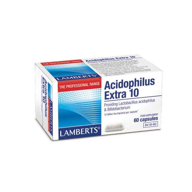 Lamberts Acidophilus Extra 10 60cap (Συμπλήρωμα Προβιοτικών που Περιέχει 10 Δισεκατομμύρια Φιλικά Βακτήρια)