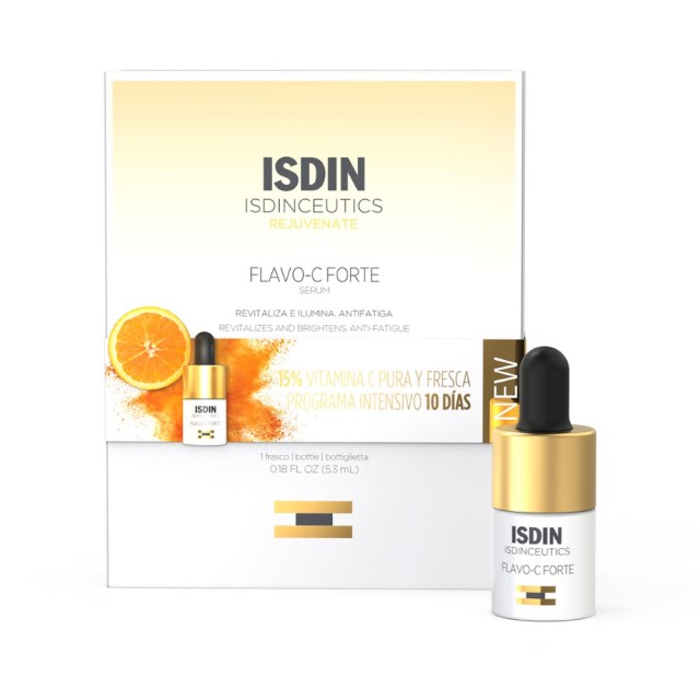 Isdin Flavo-C Forte Serum 5.3ml (Ορός Προσώπου με 15% Καθαρή Βιταμίνη C - Αγωγή 10 Ημερών)