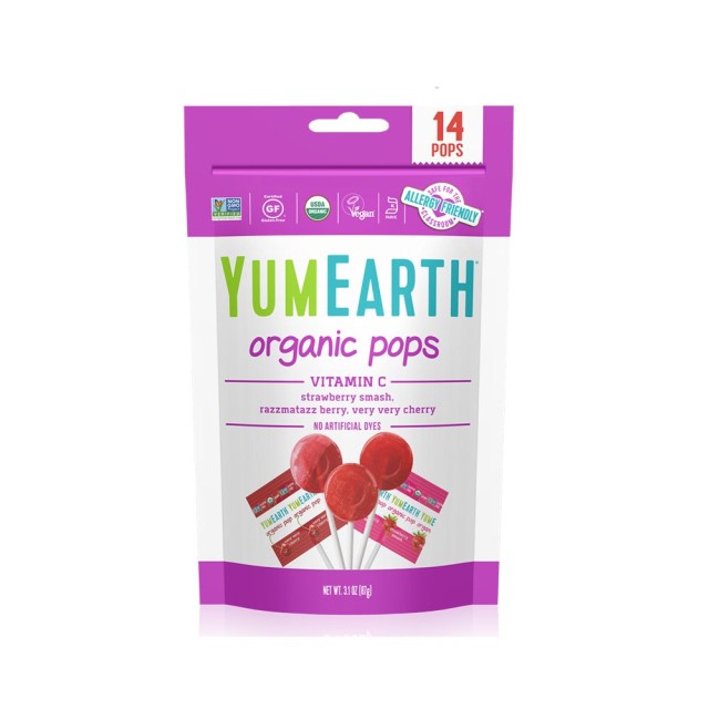 Yumearth Organic Pops Vitamin C 14pops (Βιολογικά Γλειφιτζούρια Φρούτων με Βιταμίνη C 14τεμ)