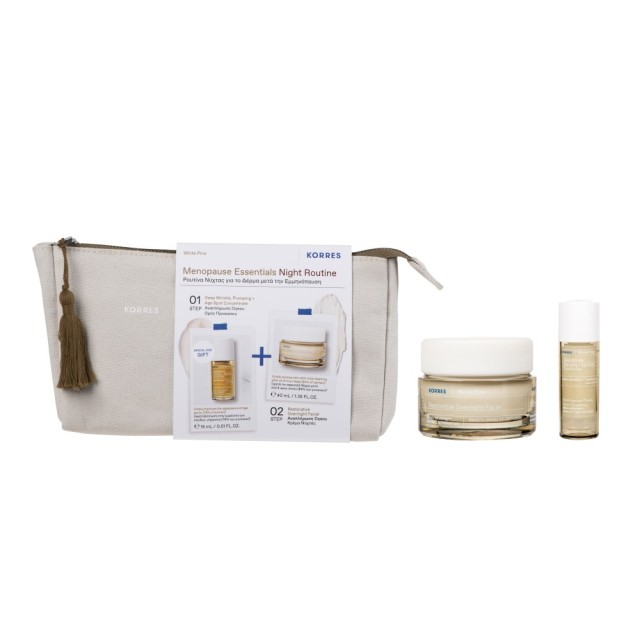 Korres SET Menopause Essentials Night Routine Skincare (ΣΕΤ με Ρουτίνα Νύχτας για το Δέρμα Μετά την Εμμηνόπαυση)