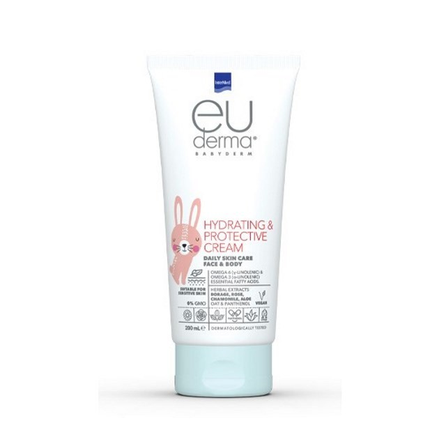 Intermed Euderma Babyderm Hydrating & Protective Cream 200ml (Βρεφική Ενυδατική & Προστατευτική Κρέμα για Πρόσωπο & Σώμα)