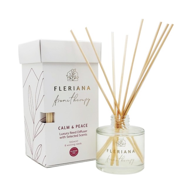 Fleriana Aromatherapy Calm & Peace Luxury Reed Diffuser 100ml (Αρωματικό Χώρου με Στικ για Ηρεμία & Χαλάρωση)