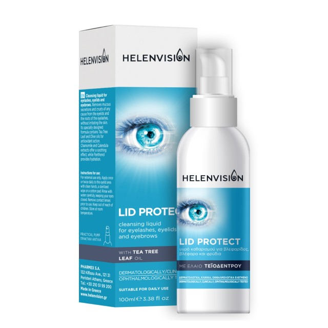 Helenvision Lid Protect 100ml (Υγρό Kαθαρισμού για Βλεφαρίδες, Βλέφαρα & Φρύδια με Έλαιο Τεϊόδεντρου)