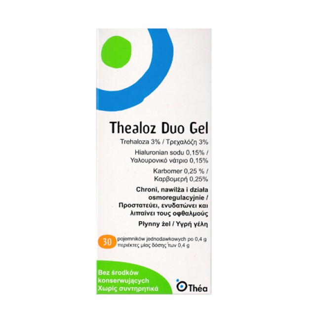 Thealoz Duo Gel 30x0.4g (Λιπαντικό και Αναπλαστικό Τζελ Ματιών για τη Ξηροφθαλμία)