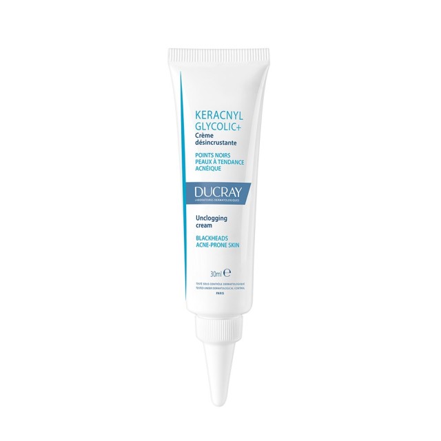 Ducray Keracnyl Glycolic+ Unclogging Cream 30ml (Kρέμα Προσώπου για Επιδερμίδα με Τάση Ακμής, Σπυράκ