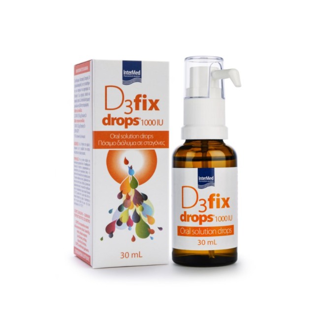 Intermed D3 Fix Drops 1000IU 30ml (Συμπλήρωμα Διατροφής Βιταμίνης D3 για Ενήλικες, Βρέφη & Παιδιά)