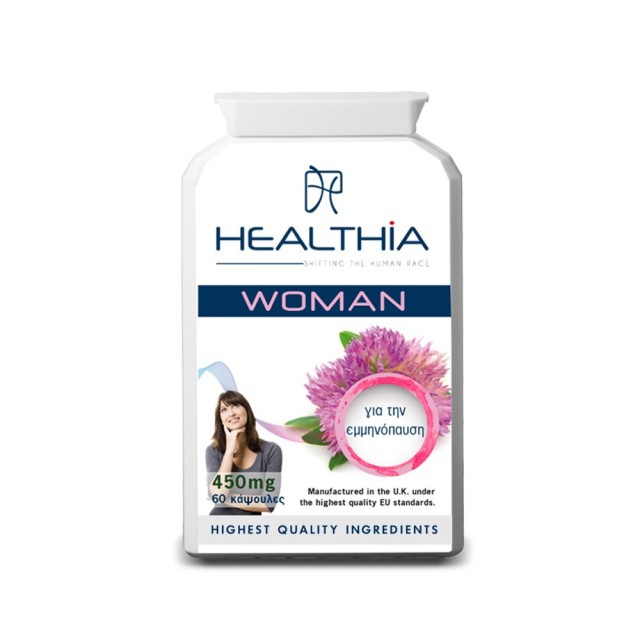 Healthia Woman 450mg 60caps (Συμπλήρωμα Διατροφής για την Αντιμετώπιση από τα Δυσάρεστα Συμπτώματα της Εμμηνόπαυσης και της Περιόδου) 