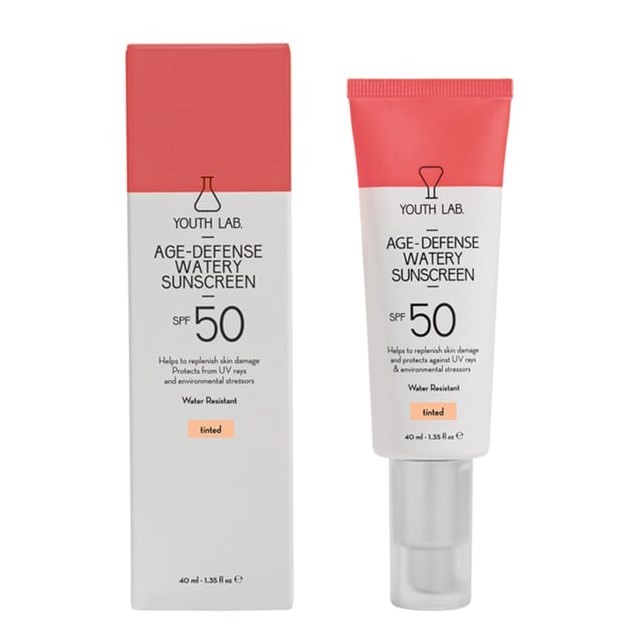YOUTH LAB Age-Defense Watery Sunscreen SPF50 Tinted 40ml (Λεπτόρρευστο Αντηλιακό Προσώπου με Χρώμα για Επανόρθωση & Προστασία από Ρυτίδες & Κηλίδες)