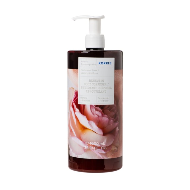 Korres Cashmere Rose Shower Gel 1000ml (Αφρόλουτρο Λουλουδάτο & Ξυλώδες)