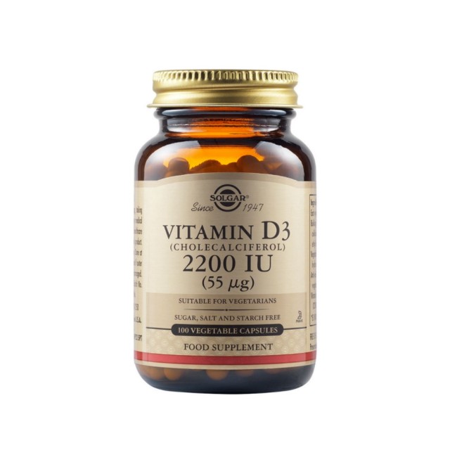 Solgar Vitamin D3 2200iu 100vtabs (Συμπλήρωμα Διατροφής με Βιταμίνη D3 για Υγιή Οστά, Δόντια & Ανοσοποιητικό)