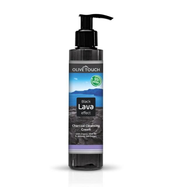 Olive Touch Black Lava Effect Charcoal Cleansing Cream 150ml (Κρέμα Καθαρισμού Προσώπου με Ενεργό Άνθρακα & Εκχύλισμα Ηφαιστειακού Πετρώματος)