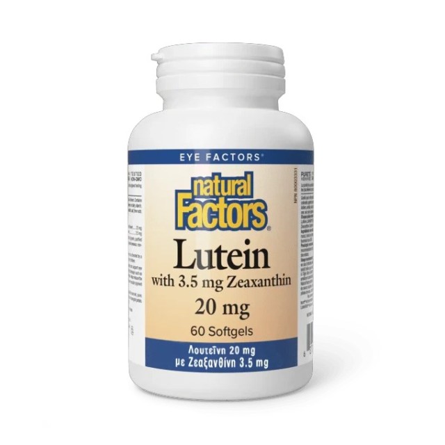 Natural Factors Lutein 20mg with Zeaxanthin 3,5mg 60caps (Συμπλήρωμα Διατροφής για την Υγεία των Ματιών)