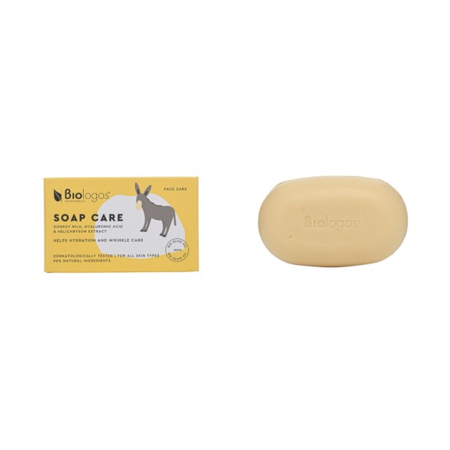 Biologos Soap Care Donkey Milk 130gr (Ενυδατικό/Αντιρυτιδικό Σαπούνι Προσώπου με Γάλα Γαϊδούρας, Υαλουρονικό Οξύ & Εκχύλισμα Ελίχρυσου)
