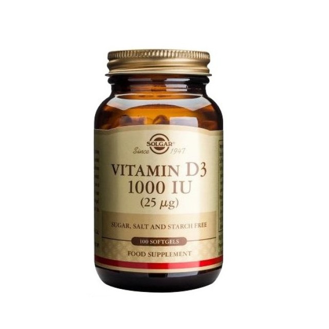 Solgar Vitamin D3 1000 iu 100 softgels (Δόντια - Οστά - Ανοσοποιητικό) 