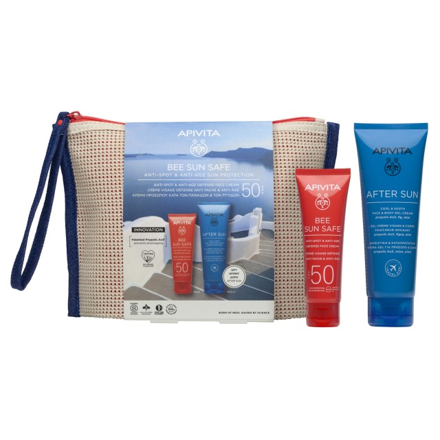 Apivita SET Bee Sun Safe Anti Spot & Anti Age Defense Face Cream SPF50 50ml & ΔΩΡΟ Bee Sun Safe After Sun Cool & Sooth Face & Body Gel Cream 100ml (ΣΕΤ με Αντηλιακή Κρέμα Προσώπου Κατά των Πανάδων & των Ρυτίδων & ΔΩΡΟ After Sun)