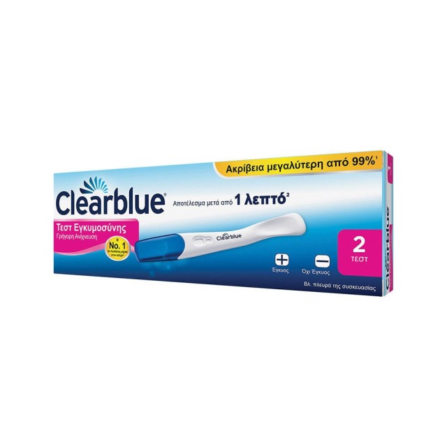 Clearblue Rapid Detection Pregnancy Test 2τεμ (Τεστ Εγκυμοσύνης Γρήγορης Ανίχνευσης 2τεμ)