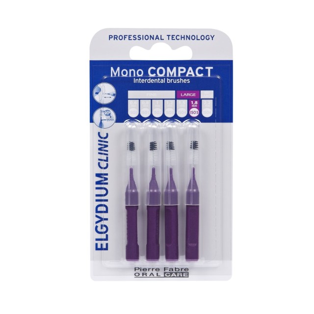 Elgydium Mono Compact Interdental Brushes 1,8mm 4τεμ (Μεσοδόντια Βουρτσάκια Μωβ)