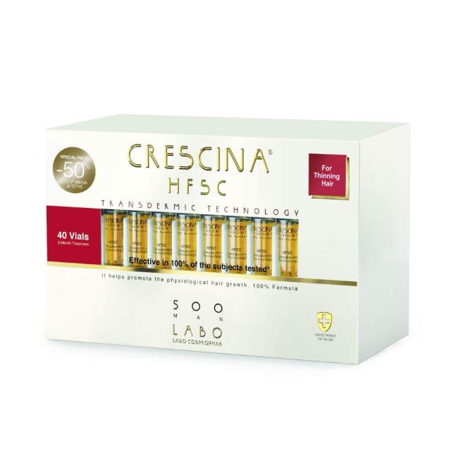 Crescina Transdermic HFSC Man 500 40x3.5ml (Αγωγή 2 Μηνών για Άνδρες με Αραίωση Μαλλιών σε Μεσαίο Στάδιο)