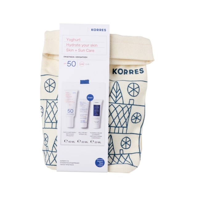 Korres SET Yoghurt Sunscreen Face Cream Gel SPF50 40ml & GIFT Nourishing Probiotic Gel-Cream 20ml & Foaming Cream Cleanser 20ml