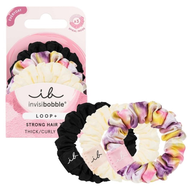 Invisibobble Loop+ Be Strong  3τεμ (Λαστιχάκια Μαλλιών με Ελαστικό Ύφασμα για Πυκνά & Σγουρά Μαλ