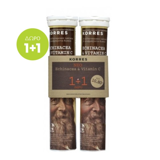 Korres Vitamins (1+1 Δώρο) Echinacea & Vitamin C 18 Αναβράζουσες Ταμπλέτες