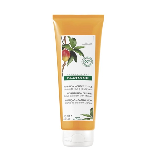 Klorane Nourishing Leave-In Cream With Mango Butter 125ml (Θρεπτική Κρέμα Μαλλιών Μάνγκο Χωρίς Ξέπλυ