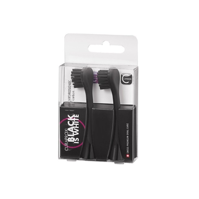 Curaprox Hydrosonic Black Is White Carbon Whitening Brush Heads 2pcs