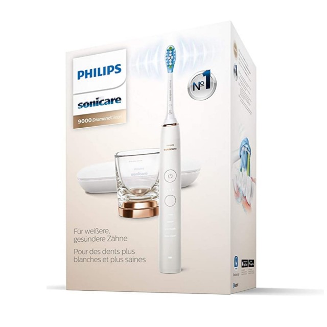 Philips Sonicare 9000 Diamond Clean White/Rose Gold HX9911/94 (Ηλεκτρική Οδοντόβουρτσα με Ποτήρι Φόρτισης & Θήκη Μεταφοράς με Φόρτιση USB Λευκή/Ροζ Χρυσό)