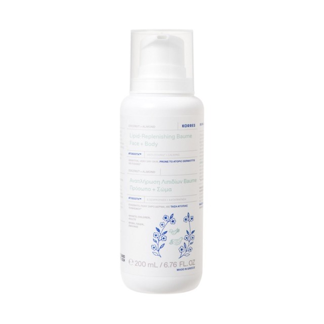 Korres Coconut & Almond Lipid - Replenishing Baume 200ml (Κρεμώδες Baume για την Ανακούφιση του Δέρμ