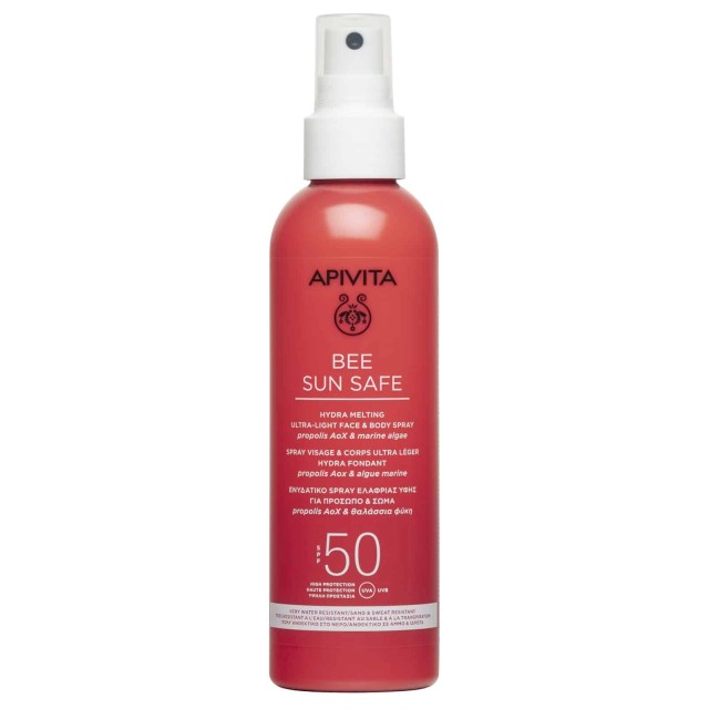 Apivita Bee Sun Safe Hydra Melting Ultra Light Face & Body Spray SPF50 200ml (Ενυδατικό Αντηλιακό Σπρέι Ελαφριάς Υφής για Πρόσωπο & Σώμα)