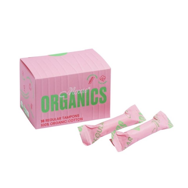 Moxie Organics 100% Organic Cotton Regular Tampons 16τεμ (Ταμπόν για Μέτρια Ροή)