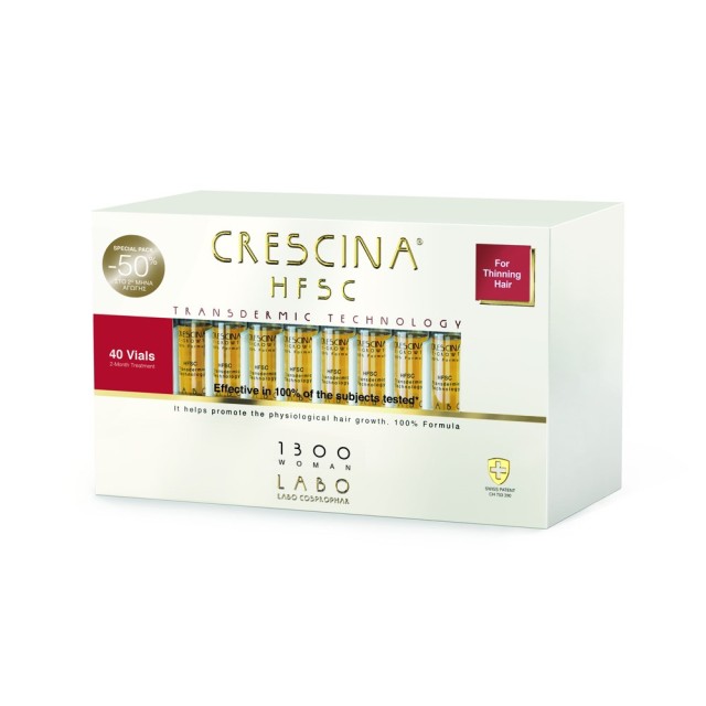Crescina Transdermic HFSC Woman 1300 40x3,5ml (Αγωγή για Γυναίκες με Αραίωση Μαλλιών σε Προχωρημένο Στάδιο)