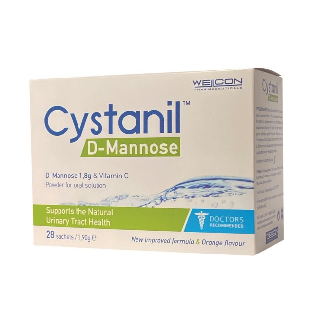 Wellcon Cystanil D-Mannose 1,8g & Vitamin C 28 φακελίσκοι (Συμπλήρωμα Διατροφής για την Υγεία του Ουροποιητικού Συστήματος) 