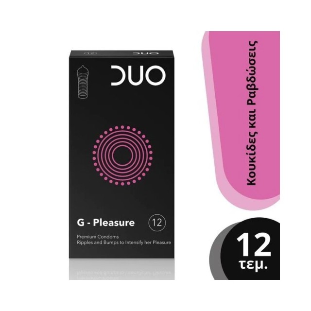 Duo G-Pleasure Strawberry 12τεμ (Προφυλακτικά με Κουκίδες & Ραβδώσεις με Άρωμα Φράουλα)