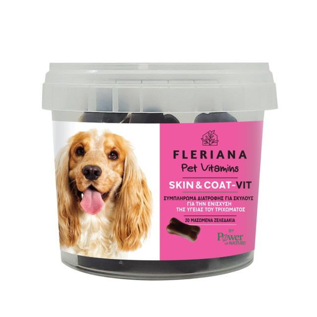 Fleriana Pet Vitamins Skin & Coat Vit 20 Μασώμενα Ζελεδάκια (Συμπλήρωμα Διατροφής για Σκύλους για την Ενίσχυση της Υγείας του Τριχώματος)