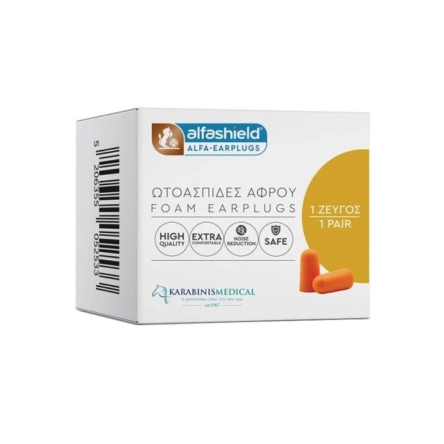 Alfashield Alfa-Earplugs Foam Earplugs 1 ζευγάρι (Ωτοασπίδες Αφρού)