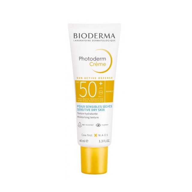 Bioderma Photoderm Cream SPF50+ Sun Active Defense 40ml (Αντηλιακή Κρέμα Προσώπου με Λεπτόρρευστη Υφ