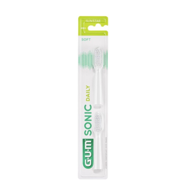 Gum Sonic Daily Care Soft White (4110) 2τεμ (Ανταλλακτικές Κεφαλές για Ηλεκτρική Οδοντόβουρτσα Άσπρε