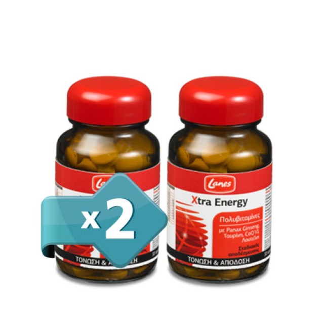 Δύο (2) Τεμάχια Lanes Πολυβιταμίνες Xtra Energy 30tabs