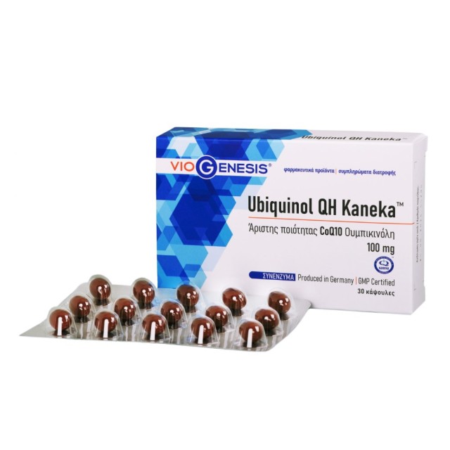 Viogenesis Ubiquinol QH Kaneka 100mg 30softgels (Συμπλήρωμα Διατροφής με CoQ10 για Αντιοξειδωτική Δρ