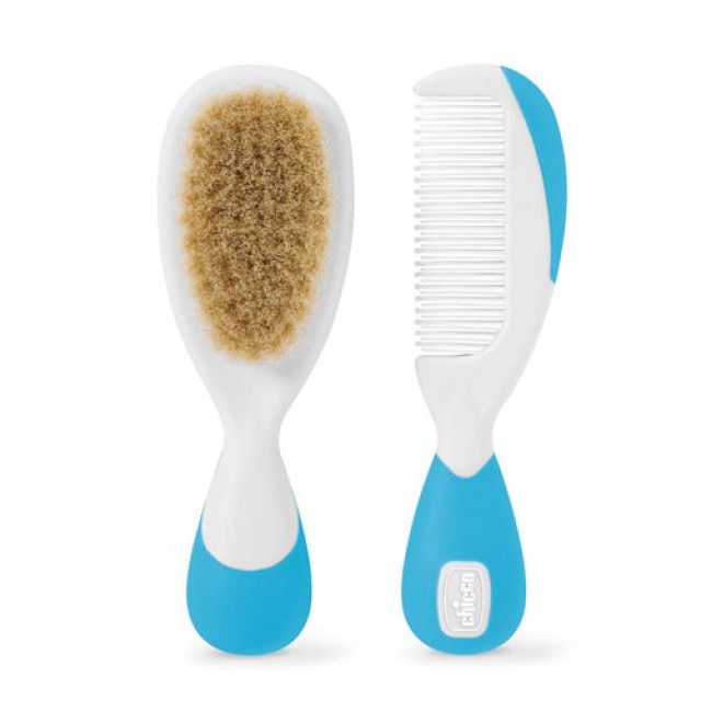 Chicco Brush & Comb SET 0m+ (ΣΕΤ με Βρεφική Βούρτσα & Χτένα Μπλε)