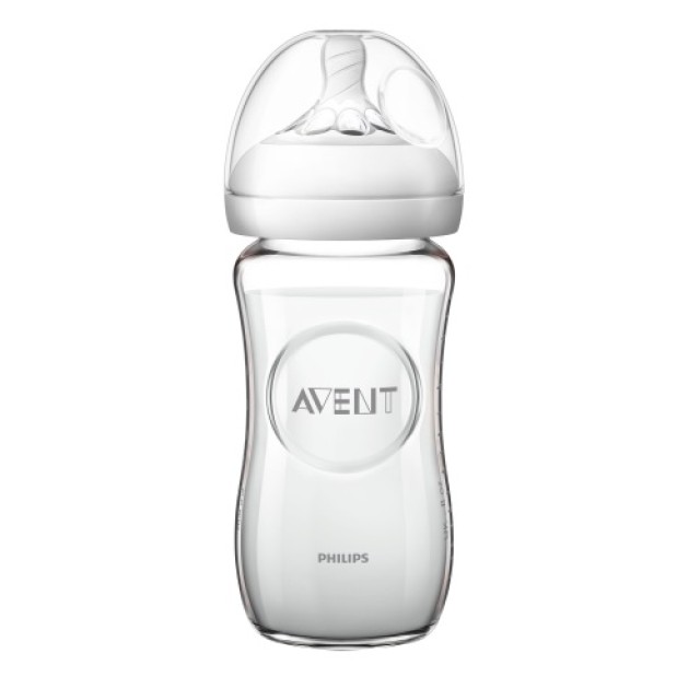 Avent Natural Glass Baby Bottle SCF053/17 240ml (Γυάλινο Μπιμπερό με Μαλακή Θηλή) 