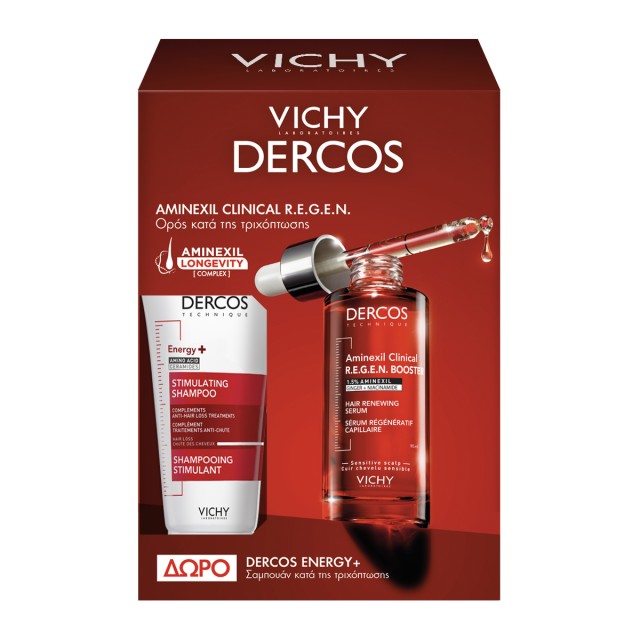 Vichy SET Dercos Aminexil Clinical R.E.G.E.N. Booster 90ml & ΔΩΡΟ Dercos Energy+ Shampoo 50ml (ΣΕΤ με Ορός Ενδυνάμωσης Μαλλιών Ενάντια στη Τριχόπτωση & ΔΩΡΟ Δυναμωτικό Σαμπουάν Κατά της Τριχόπτωσης)