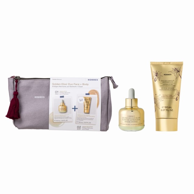 Korres SET Golden Krocus Golden Elixir Duo Face & Body (ΣΕΤ Χρυσός Κρόκος Ελιξήριο Νεότητας για Πρόσ