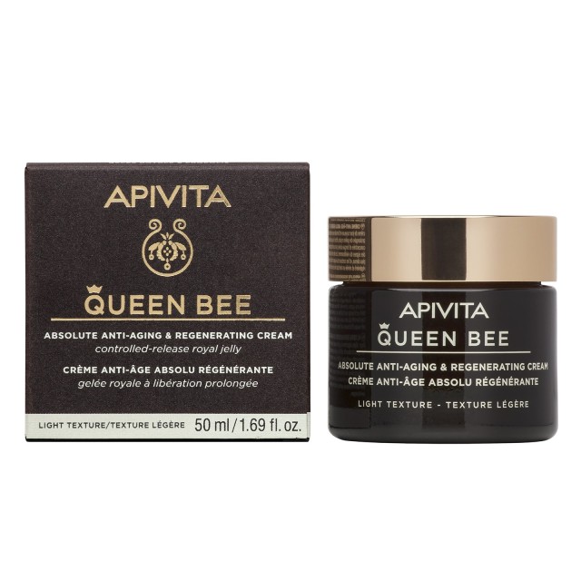 Apivita Queen Bee Absolute Anti-Aging & Regenerating Light Cream 50ml (Κρέμα Απόλυτης Αντιγήρανσης & Αναγέννησης Ελαφρια΄ς Υφής με Bασιλικό Πολτό Ελεγχόμενης Αποδέσμευσης)