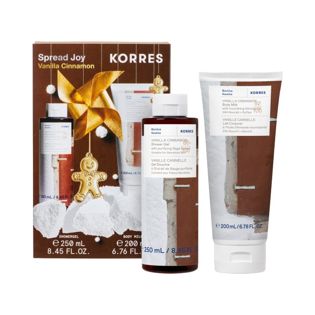 Korres SET Spread Joy Vanilla Cinnamon (ΣΕΤ με Αφρόλουτρο & Γαλάκτωμα Σώματος με Άρωμα Βανίλιας με Ζεστές Νότες Κανέλας)