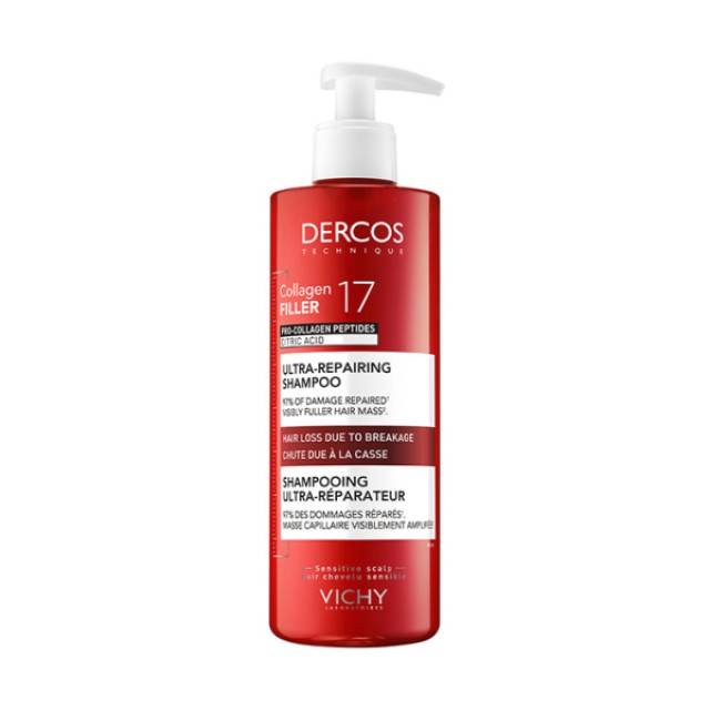 Vichy Dercos Collagen 17 Filler Ultra-Repairing Shampoo 400ml (Σαμπουάν για Ενδυνάμωση των Μαλλιών)