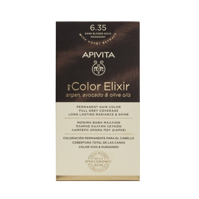 Apivita My Color Elixir N 6.35 (Βαφή Μαλλιών - Ξανθό Σκούρο Μελί Μαονί Χρώμα)
