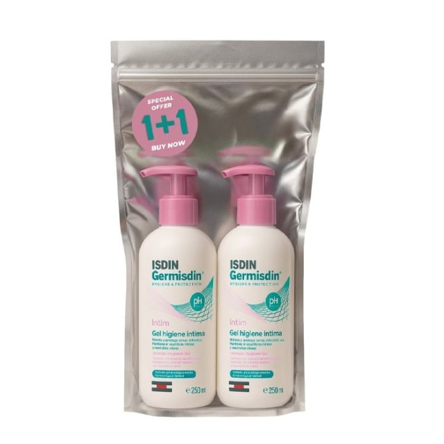 Isdin SET Germisdin Intimate Ηygiene 2x250ml (ΣΕΤ με Τζελ Καθαρισμού για την Ευαίσθητη Περιοχή 1+1 ΔΩΡΟ)