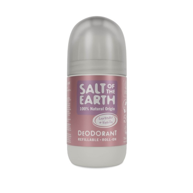 Salt Of The Earth Vegan Refillable Deodorant Roll On Lavender & Vanilla 75ml (Επαναγεμιζόμενο Αποσμητικό Roll On με Άρωμα Λεβάντας & Βανίλιας)